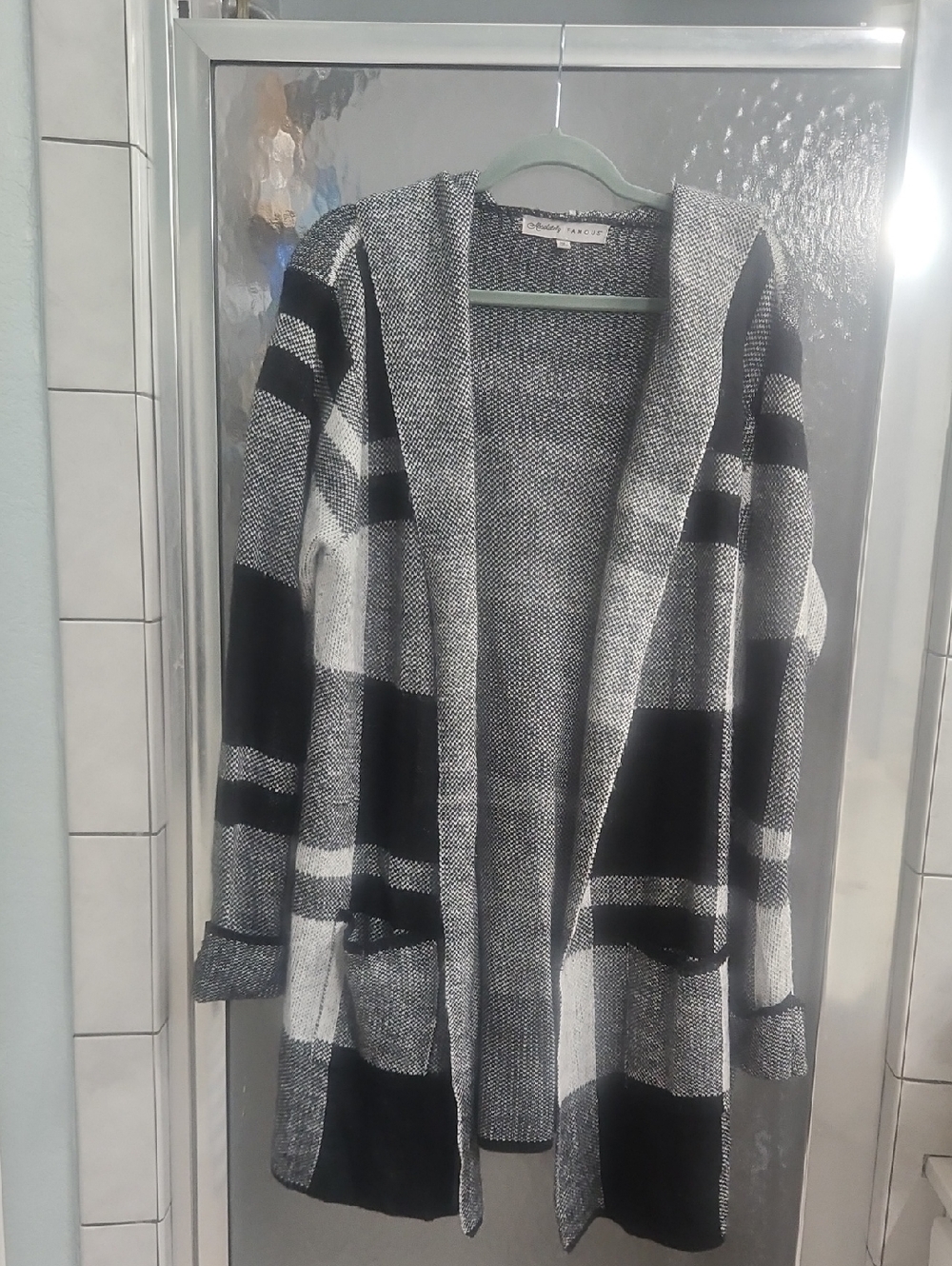 Cozy Hooded Open-Front Women's Sweater Cardigan - Black & Gray
